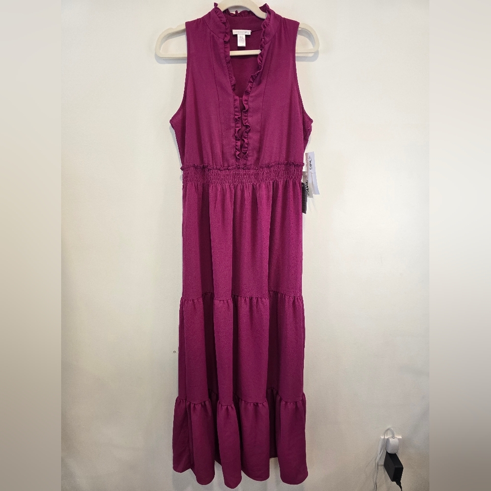 London Times Sleeveless Maxi Dress in Rich Purple Size 6 Nwt